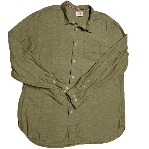 Koto Men’s Lightweight Cotton Green Button Down Shirt Sz XL Travel Hiking Trail - Picture 2 of 8
